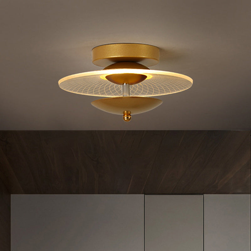 Contemporary Nordic Round Iron Acrylic LED Semi-Flush Mount Ceiling Light For Living Room