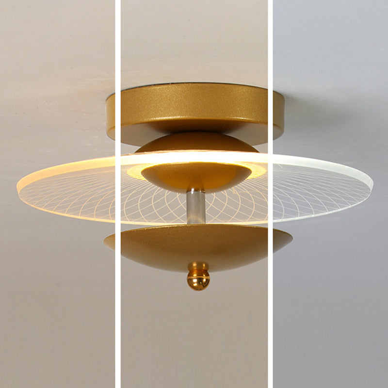 Contemporary Nordic Round Iron Acrylic LED Semi-Flush Mount Ceiling Light For Living Room