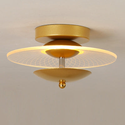 Contemporary Nordic Round Iron Acrylic LED Semi-Flush Mount Ceiling Light For Living Room