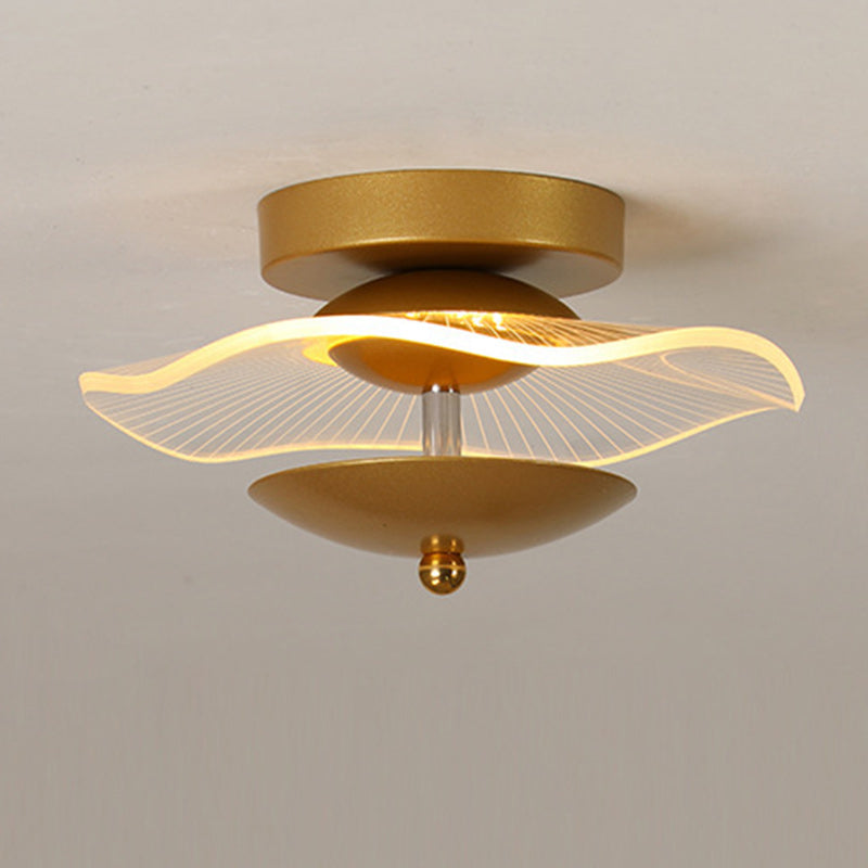 Contemporary Nordic Round Iron Acrylic LED Semi-Flush Mount Ceiling Light For Living Room