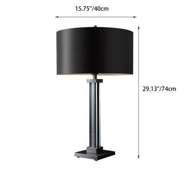 Modern Luxury Cylinder Copper Fabric 1-Light Table Lamp For Living Room