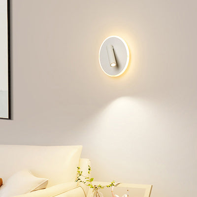 Modern Minimalist Round Iron PVC LED Wall Sconce Lamp For Living Room