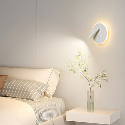 Modern Minimalist Round Iron PVC LED Wall Sconce Lamp For Living Room