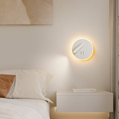 Modern Minimalist Round Iron PVC LED Wall Sconce Lamp For Living Room