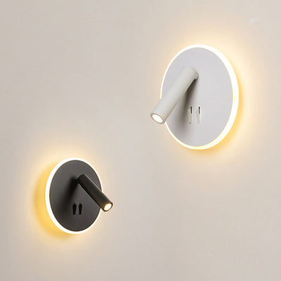 Modern Minimalist Round Iron PVC LED Wall Sconce Lamp For Living Room