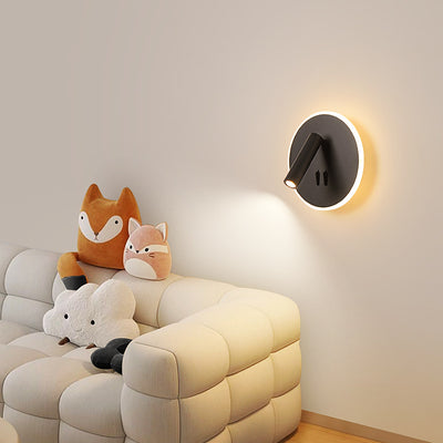 Modern Minimalist Round Iron PVC LED Wall Sconce Lamp For Living Room