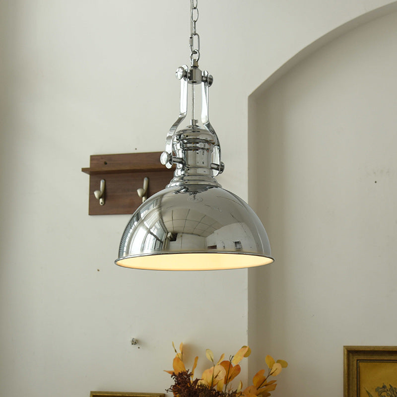 Contemporary Industrial Dome Iron 1-Light Pendant Light For Living Room