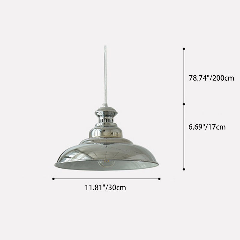 Contemporary Industrial Dome Iron 1-Light Pendant Light For Living Room