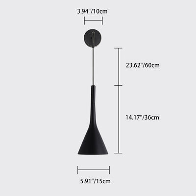 Modern Minimalist Cone Iron 1-Light Wall Sconce Lamp For Living Room