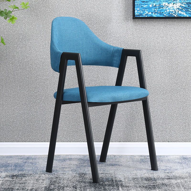 Contemporary Nordic Round Iron Fabric Chair Backrest Armrest For Living Room