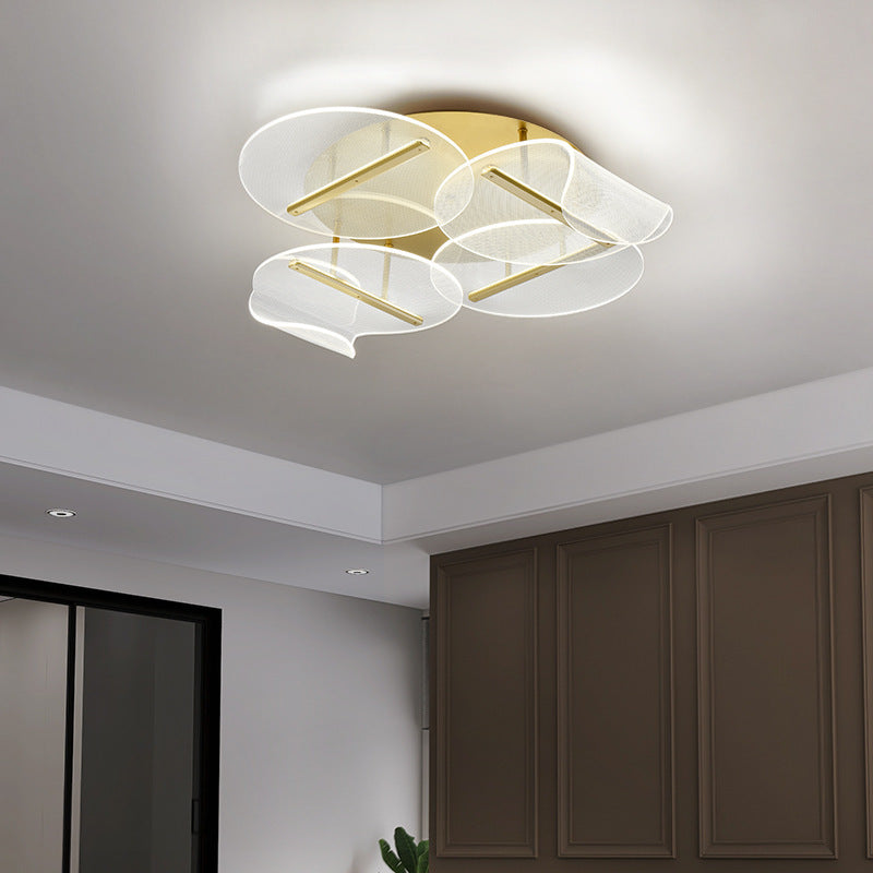 Modern Luxury Round Base Aluminum Irregular Acrylic LED Flush Mount Ceiling Light For Living Room