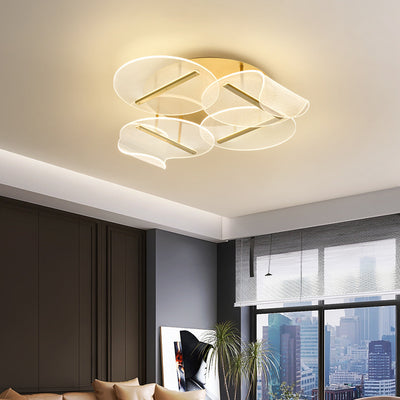 Modern Luxury Round Base Aluminum Irregular Acrylic LED Flush Mount Ceiling Light For Living Room