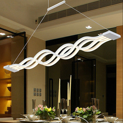 Modern Minimalist Double Loop Wave Aluminum Hardware Silicone LED Island Light Chandelier For Dining Room