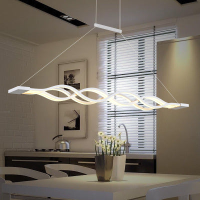 Modern Minimalist Double Loop Wave Aluminum Hardware Silicone LED Island Light Chandelier For Dining Room