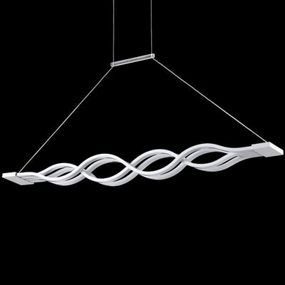 Modern Minimalist Double Loop Wave Aluminum Hardware Silicone LED Island Light Chandelier For Dining Room