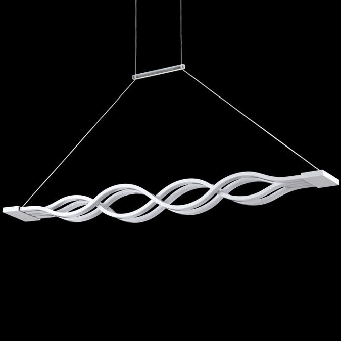 Modern Minimalist Double Loop Wave Aluminum Hardware Silicone LED Island Light Chandelier For Dining Room