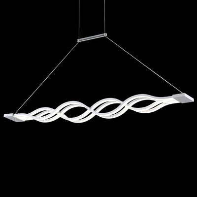 Modern Minimalist Double Loop Wave Aluminum Hardware Silicone LED Island Light Chandelier For Dining Room