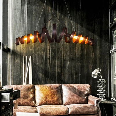 Contemporary Industrial Spiral Iron 2-Light Chandelier For Living Room