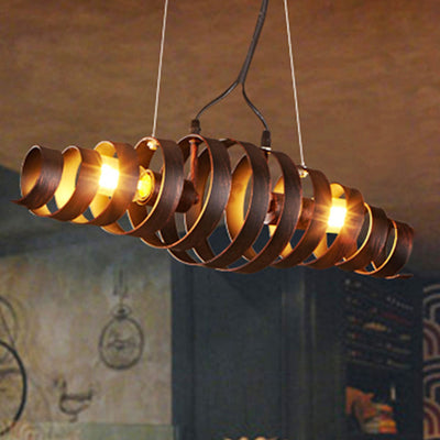 Contemporary Industrial Spiral Iron 2-Light Chandelier For Living Room