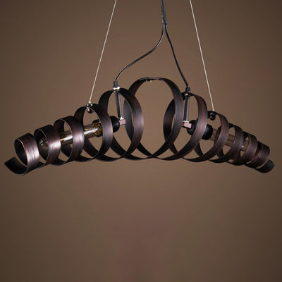 Contemporary Industrial Spiral Iron 2-Light Chandelier For Living Room