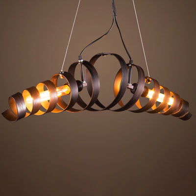 Contemporary Industrial Spiral Iron 2-Light Chandelier For Living Room