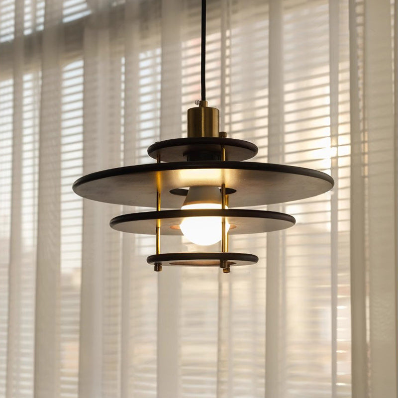 Modern Transitional UFO Hardware Wood 1-Light Pendant Light For Dining Room