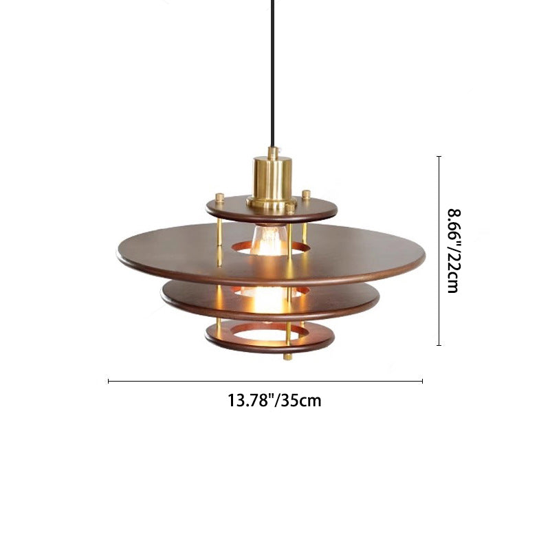 Modern Transitional UFO Hardware Wood 1-Light Pendant Light For Dining Room