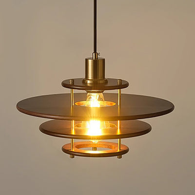 Modern Transitional UFO Hardware Wood 1-Light Pendant Light For Dining Room