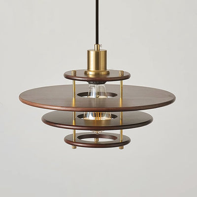 Modern Transitional UFO Hardware Wood 1-Light Pendant Light For Dining Room