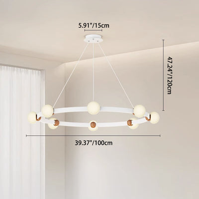 Contemporary Nordic Round Iron Aluminum Glass LED Chandeliers For Living Room