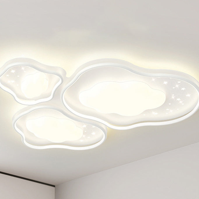 Modern Minimalist Cloud Flower Shape Iron Acrylic LED Flush Mount Lighting For Bedroom