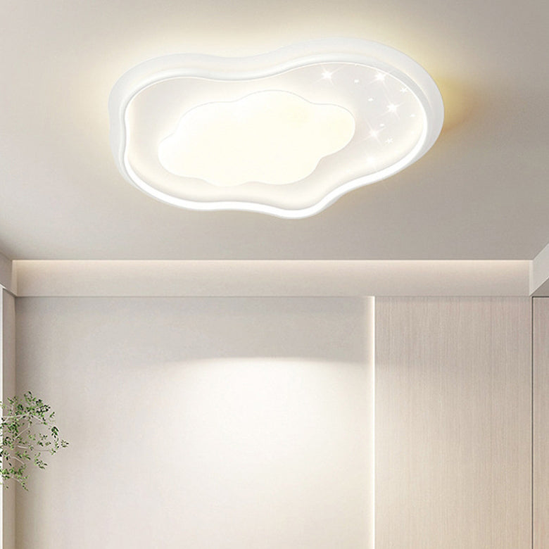 Modern Minimalist Cloud Flower Shape Iron Acrylic LED Flush Mount Lighting For Bedroom