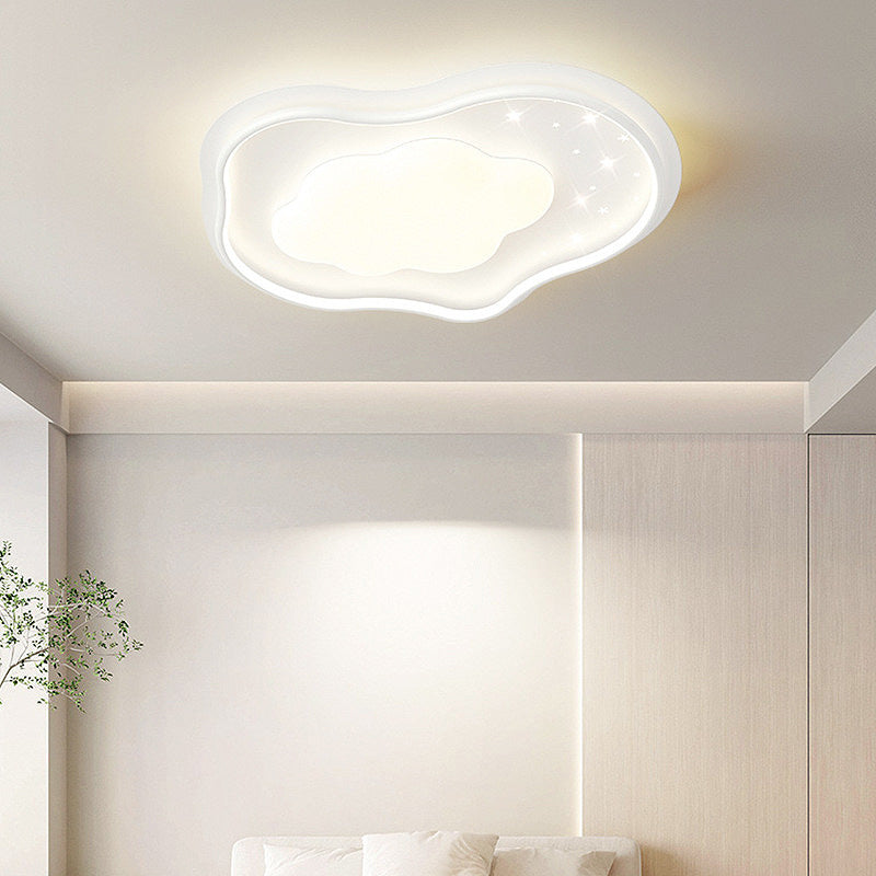 Modern Minimalist Cloud Flower Shape Iron Acrylic LED Flush Mount Lighting For Bedroom