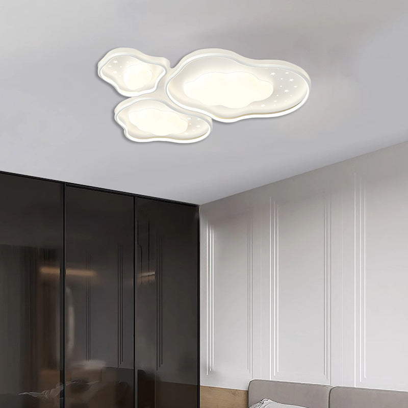 Modern Minimalist Cloud Flower Shape Iron Acrylic LED Flush Mount Lighting For Bedroom