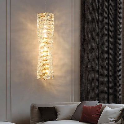 Moderne Luxus Spirale Edelstahl Kristall Zylinder LED Pendelleuchte Für Schlafzimmer 