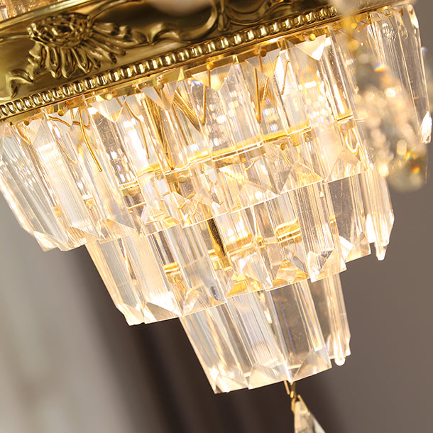 Traditional European Flower Zinc Alloy Crystal Glass Ceramic 6/8/10/12 Light Chandelier For Living Room