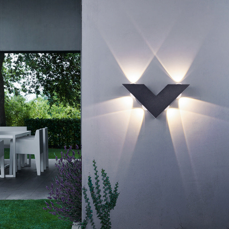 Modern Simplicity V-Shape Aluminum Glass LED Wall Sconce Lamp For Outdoor