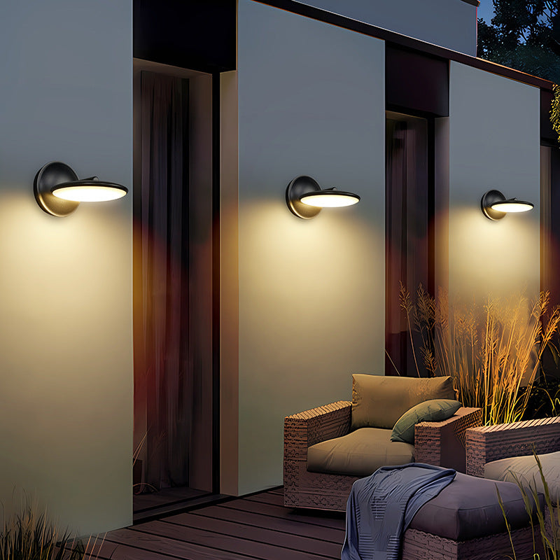 Modern Minimalist Rotatable Waterproof Round Aluminum Acrylic LED Wall Sconce Lamp For Outdoor