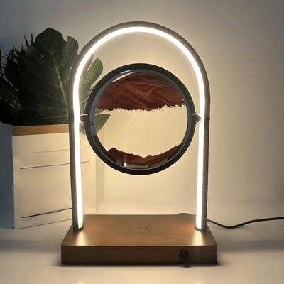 Contemporary Creative Floating Sand Wood Aluminum PVC USB LED Table Lamp For Bedroom