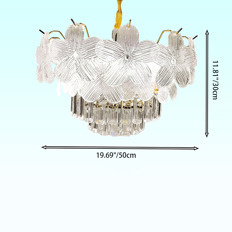 Modern Luxury Petal Iron Crystal 12-Light Chandeliers For Living Room