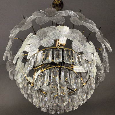 Modern Luxury Petal Iron Crystal 12-Light Chandeliers For Living Room