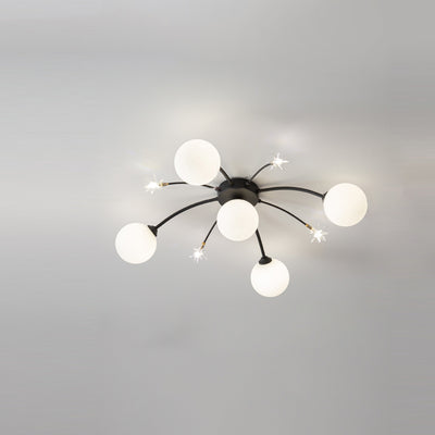 Contemporary Nordic Cream Glass Ball Hardware 9/13/17 Lights Chandelier For Dining Room