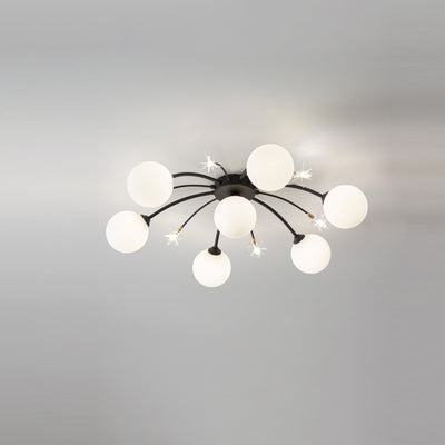 Lustre nordique moderne et minimaliste en verre à 3/5 lumières 