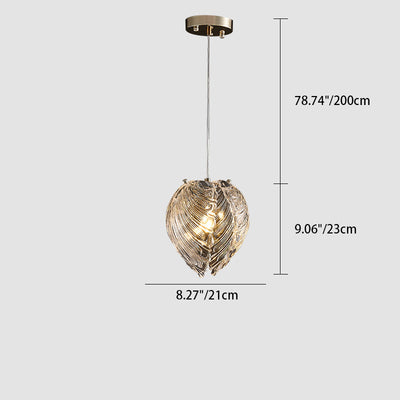 Modern Luxury Shell Hardware Glass 1-Light Pendant Light For Bedroom