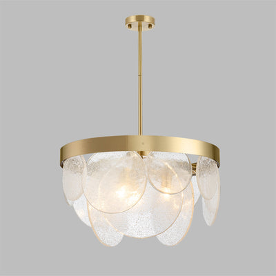 Modern Luxury Disc Handmade Frosted Glass Hardware 3-Light Chandelier For Living Room