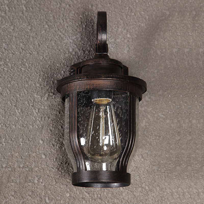 Contemporary Retro Waterproof Rain Flower Frosted Glass Aluminum 1-Light Wall Sconce Lamp For Outdoor Patio