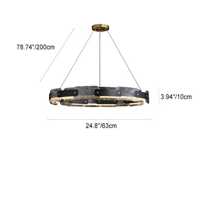 Contemporary Industrial Dazzle Circles Tier Aluminum Copper Glass LED Chandelier For Living Room