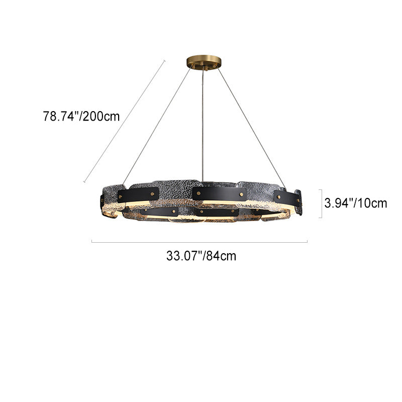 Contemporary Industrial Dazzle Circles Tier Aluminum Copper Glass LED Chandelier For Living Room