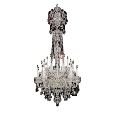 Traditional French Long Candelabra Crystal Glass 18-Light Chandeliers For Living Room