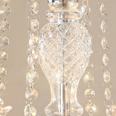 Traditional French Long Candelabra Crystal Glass 18-Light Chandeliers For Living Room